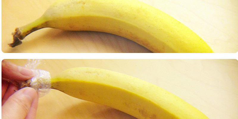 alt text: Cuống chuối được bọc màng bọc thực phẩm